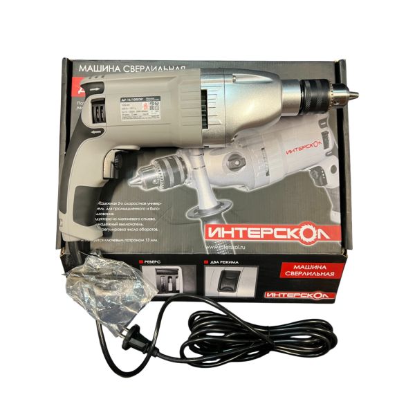 Ударная дрель ИНТЕРСКОЛ ДУ-16/1050ЭР, 1050 Вт, 2000 об/мин, 32000 уд/мин, (УЦЕНЕННЫЙ ТОВАР) (149.1.3.00/U)