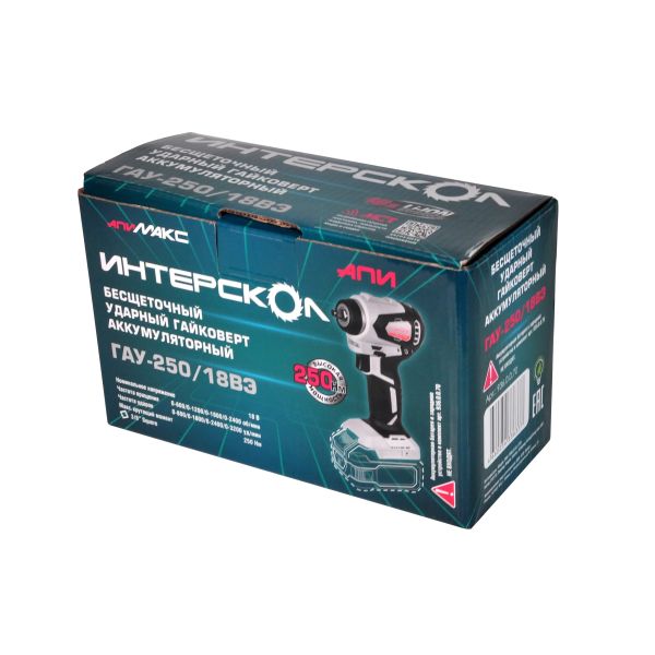 Аккумуляторный ударный гайковерт ИНТЕРСКОЛ ГАУ-250/18ВЭ, 18 В, 250 Нм, 3200 уд/мин, без АКБ и ЗУ (936.0.0.70)