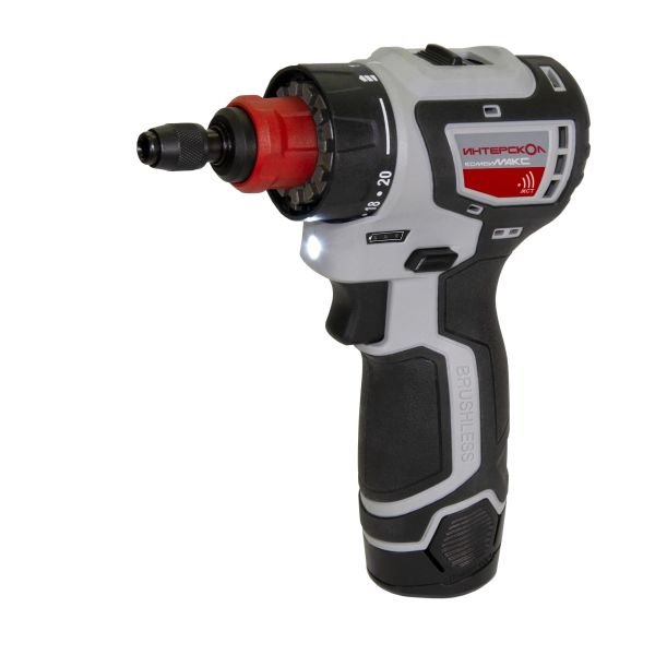 Дрель-шуруповерт ИНТЕРСКОЛ КомбиМАКС ДА-10/12В 36, 12 В, 1450 об/мин, 4 насадки, c 2 АКБ 2 Ач и ЗУ, в кейсе (687.2.2.79)