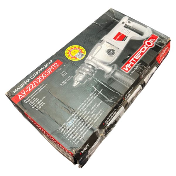 Ударная дрель ИНТЕРСКОЛ ДУ-22/1200ЭРП2, 1200 Вт, 2000 об/мин, 32000 уд/мин, (УЦЕНЕННЫЙ ТОВАР) (330.1.0.00/U)