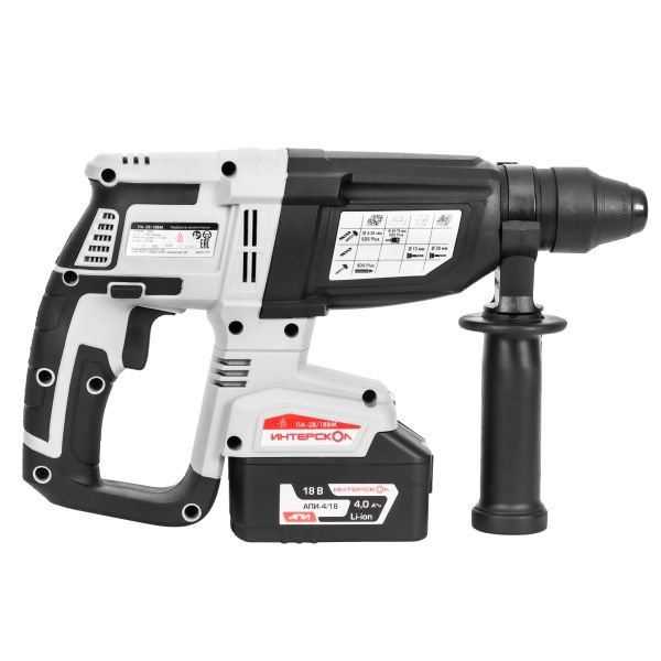 Аккумуляторный перфоратор ИНТЕРСКОЛ ПА-28/18ВM, 18 В, 2.8 Дж, 5300 уд/мин, с АКБ 4 Ач и ЗУ, в кейсе МультиБокс (732.4.1.70)