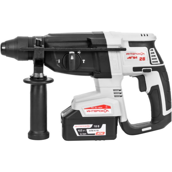 Аккумуляторный перфоратор ИНТЕРСКОЛ ПА-28/18ВM, 18 В, 2.8 Дж, 5300 уд/мин, с АКБ 4 Ач и ЗУ, в кейсе МультиБокс (732.4.1.70)