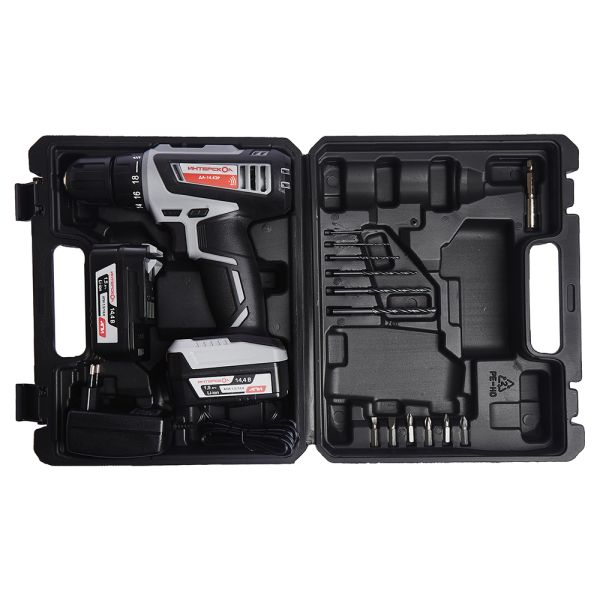 Аккумуляторная дрель-шуруповерт ИНТЕРСКОЛ ДА-14,4ЭР, 14.4 В, 1400 об/мин, с 2 АКБ 1.5 Ач и ЗУ, в кейсе (535.0.2.01)