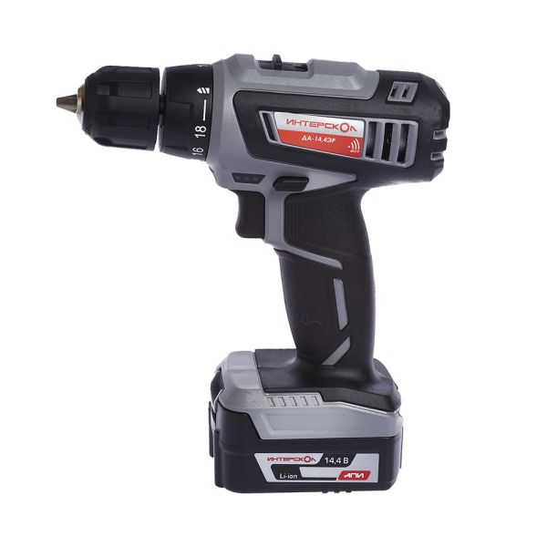 Аккумуляторная дрель-шуруповерт ИНТЕРСКОЛ ДА-14,4ЭР, 14.4 В, 1400 об/мин, с 2 АКБ 2 Ач и ЗУ, в кейсе (535.0.2.02)