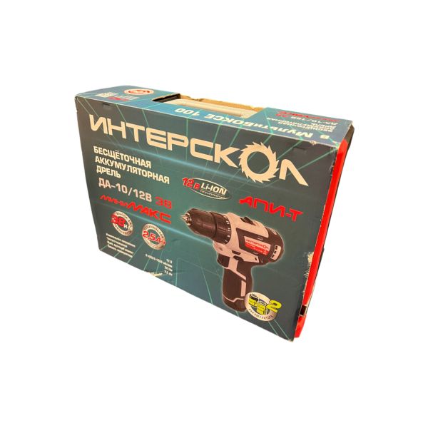Аккумуляторная дрель-шуруповерт ИНТЕРСКОЛ МиниМАКС ДА-10/12В 38, 12 В, 1550 об/мин, с 2 АКБ 2.5 Ач и ЗУ, в кейсе (УЦЕНЕННЫЙ ТОВАР) (757.2.2.46/U)