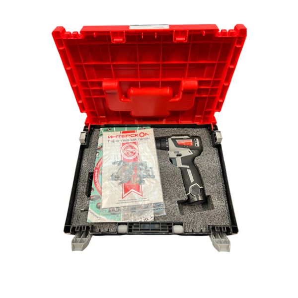 Аккумуляторная дрель-шуруповерт ИНТЕРСКОЛ МиниМАКС ДА-10/12В 38, 12 В, 1550 об/мин, с 2 АКБ 2.5 Ач и ЗУ, в кейсе (УЦЕНЕННЫЙ ТОВАР) (757.2.2.46/U)