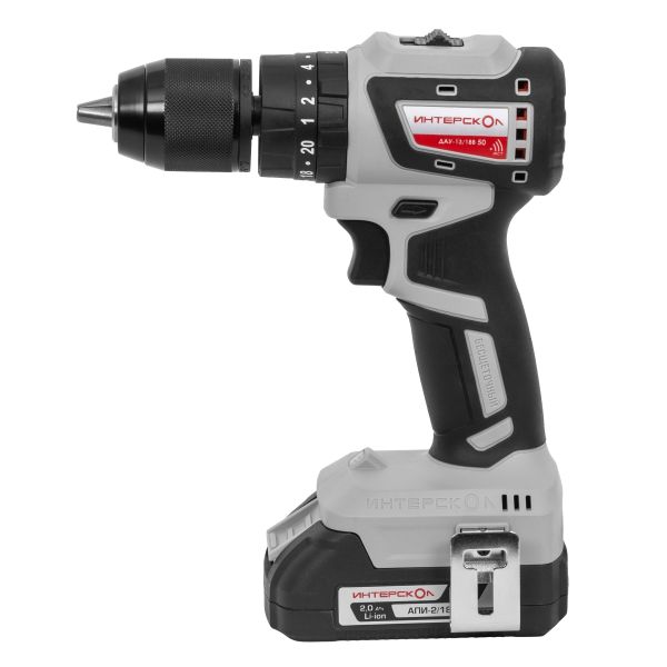 Дрель-шуруповерт ИНТЕРСКОЛ ДАУ-13/18В 50, 18 В, 1600 об/мин, 27000 уд/мин, с 2 АКБ 2 Ач и ЗУ, в кейсе (802.2.2.70)