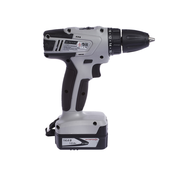 Аккумуляторная дрель-шуруповерт ИНТЕРСКОЛ ДА-10/14,4Л2, 14.4 В, 1350 об/мин, с 2 АКБ 1.5 Ач и ЗУ, в кейсе (425.0.2.00)