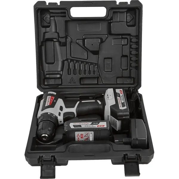 Аккумуляторная дрель-шуруповерт ИНТЕРСКОЛ МиниМАКС ДА-10/18В 42, 18 В, 1500 об/мин, с 2 АКБ 2 Ач и ЗУ, в кейсе (709.2.2.70)