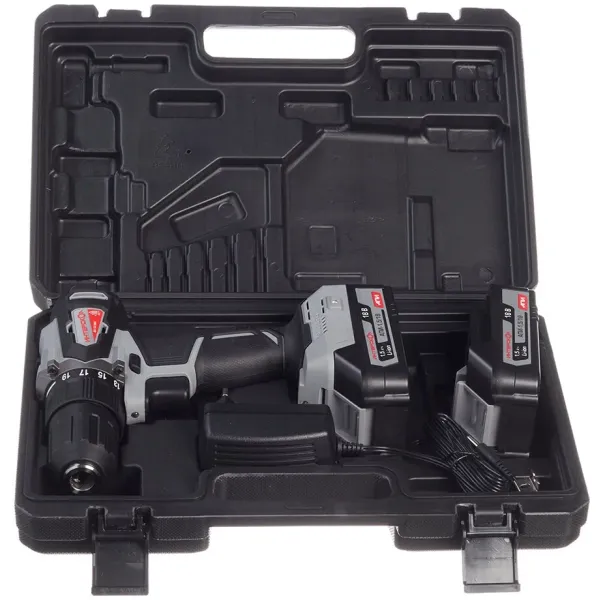 Аккумуляторная дрель-шуруповерт ИНТЕРСКОЛ ДА-13/18ВК 45, 18 В, 1700 об/мин, с 2 АКБ 1.5 Ач и ЗУ, в кейсе (575.1.2.70)