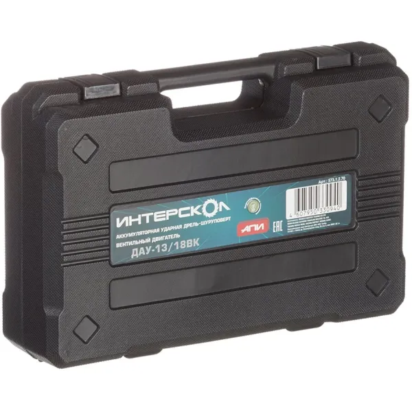 Дрель-шуруповерт ИНТЕРСКОЛ ДАУ-13/18ВК 45, 18 В, 1700 об/мин, 25500 уд/мин, с 2 АКБ 1.5 Ач и ЗУ, в кейсе (573.1.2.70)