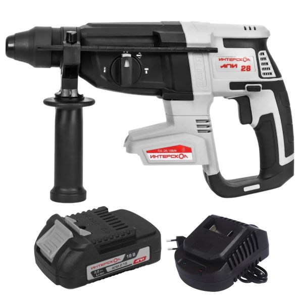 Аккумуляторный перфоратор ИНТЕРСКОЛ ПА-28/18ВM, 18 В, 2.8 Дж, 5300 уд/мин, с АКБ 2 Ач и ЗУ, в кейсе (732.0.0.70-B2C)