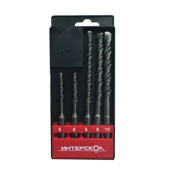 Набор буров ИНТЕРСКОЛ 5PCS, SDS-Plus, 5.6x110, 6.8х160, 10х160 мм (2015000100000)