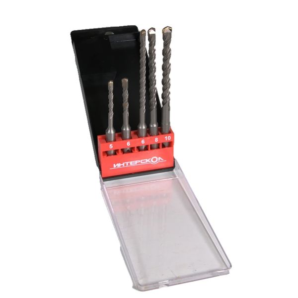 Набор буров ИНТЕРСКОЛ 5PCS, SDS-Plus, 5.6x110, 6.8х160, 10х160 мм (2015000100000)