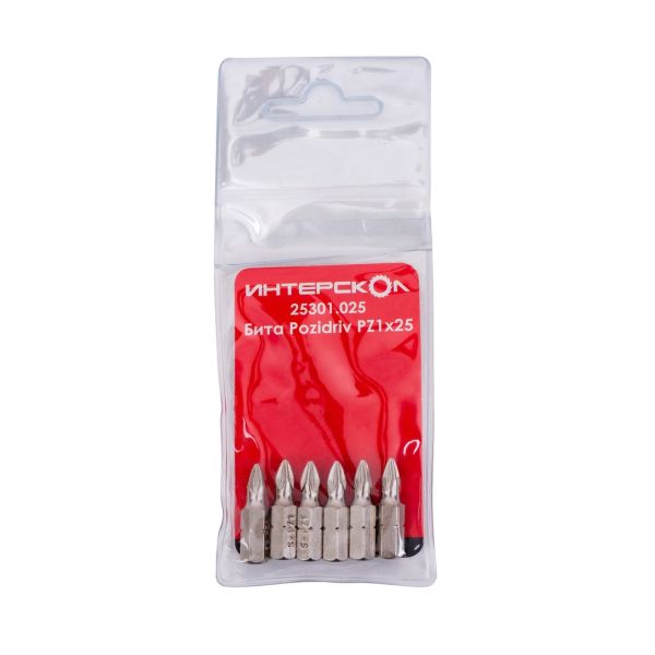 Бита ИНТЕРСКОЛ PZ1, 25 мм хвостовик 1/4", 6 шт. (25301.025)