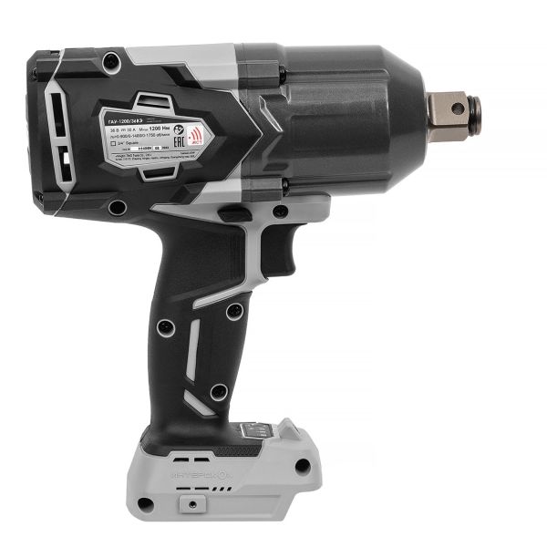 Аккумуляторный ударный гайковерт ИНТЕРСКОЛ ГАУ-1200/36ВЭ, 36 В, 1200 Hм, 2050 уд/мин, с АКБ 4 Ач и ЗУ (819.0.0.70-B4C)