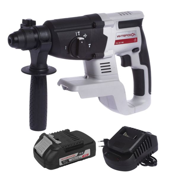 Аккумуляторный перфоратор ИНТЕРСКОЛ ПА-22/18В, 18 В, 1.7 Дж, 4250 уд/мин, с АКБ 2 Ач и ЗУ (649.0.0.70-B2C)