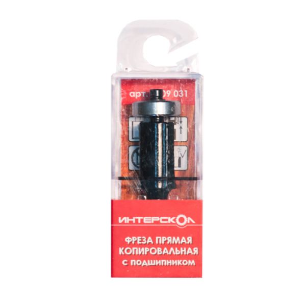 Фреза Интерскол прямая копировальная с подшипником, хвостовик 8 мм, 19х25,4х67 мм, 2009.031