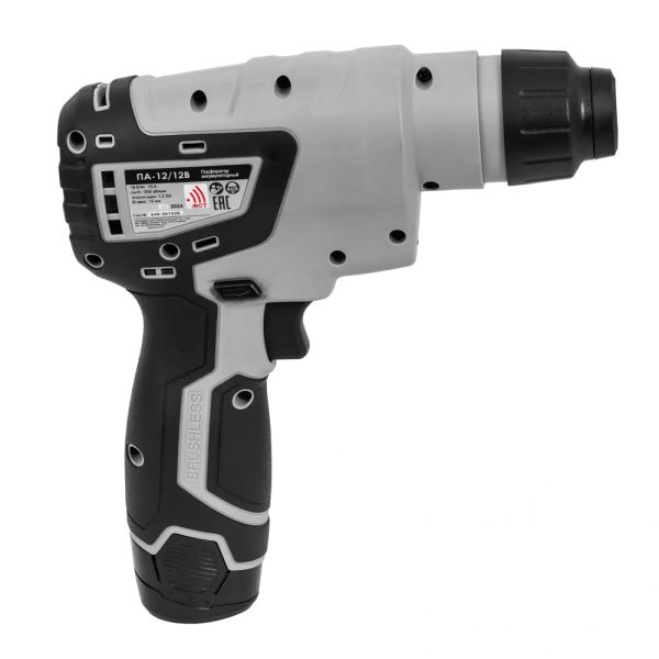 Аккумуляторный перфоратор ИНТЕРСКОЛ ПА-12/12В, 12 В, 1.2 Дж, 4250 уд/мин, с АКБ 2 Ач и ЗУ (648.0.0.70-B2C)