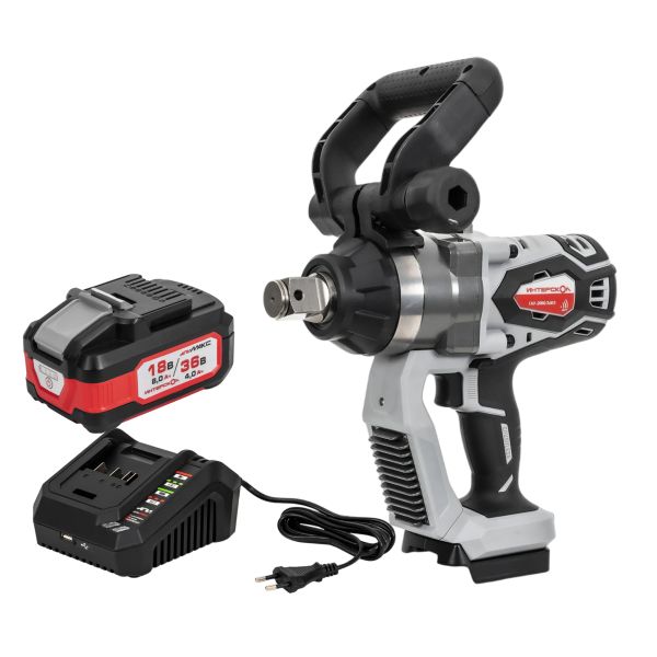 Аккумуляторный ударный гайковерт ИНТЕРСКОЛ ГАУ-2000/36ВЭ, 36 В, 2000 Нм, 25500 уд/мин, с АКБ 4 Ач и ЗУ (820.0.0.70-B4C)