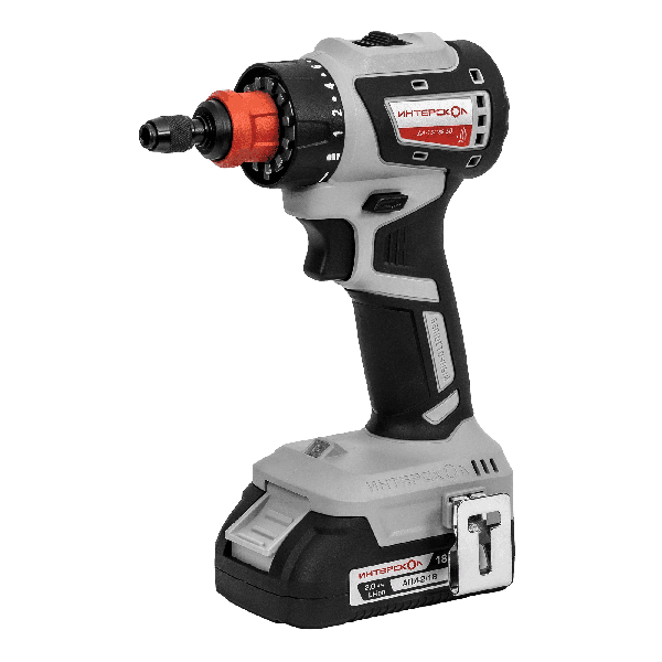 Аккумуляторная дрель-шуруповерт ИНТЕРСКОЛ Комби ДА-13/18В 50, 18 В, 1600 об/мин, с 2 АКБ 2 Ач и ЗУ, в кейсе (776.2.2.79)