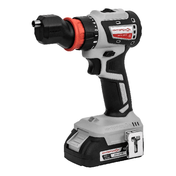 Аккумуляторная дрель-шуруповерт ИНТЕРСКОЛ Комби ДА-13/18В 50, 18 В, 1600 об/мин, с 2 АКБ 2 Ач и ЗУ, в кейсе (776.2.2.79)