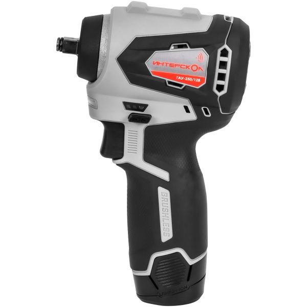 Аккумуляторный ударный гайковерт ИНТЕРСКОЛ ГАУ-250/12ВЭ, 12 В, 250 Нм, 3200 уд/мин, с 2 АКБ 2 Ач и ЗУ, в кейсе (804.2.2.70)