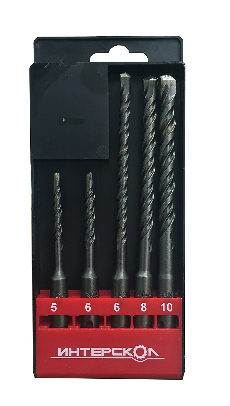 Набор буров ИНТЕРСКОЛ 5PCS, SDS-Plus, 5.6x110, 6.8х160, 10х160 мм (2015000100000)