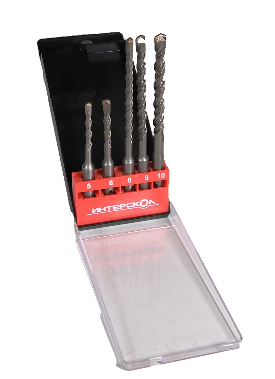 Набор буров ИНТЕРСКОЛ 5PCS, SDS-Plus, 5.6x110, 6.8х160, 10х160 мм (2015000100000)
