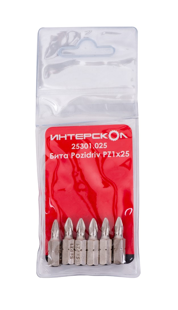 Бита ИНТЕРСКОЛ PZ1, 25 мм хвостовик 1/4", 6 шт. (25301.025)