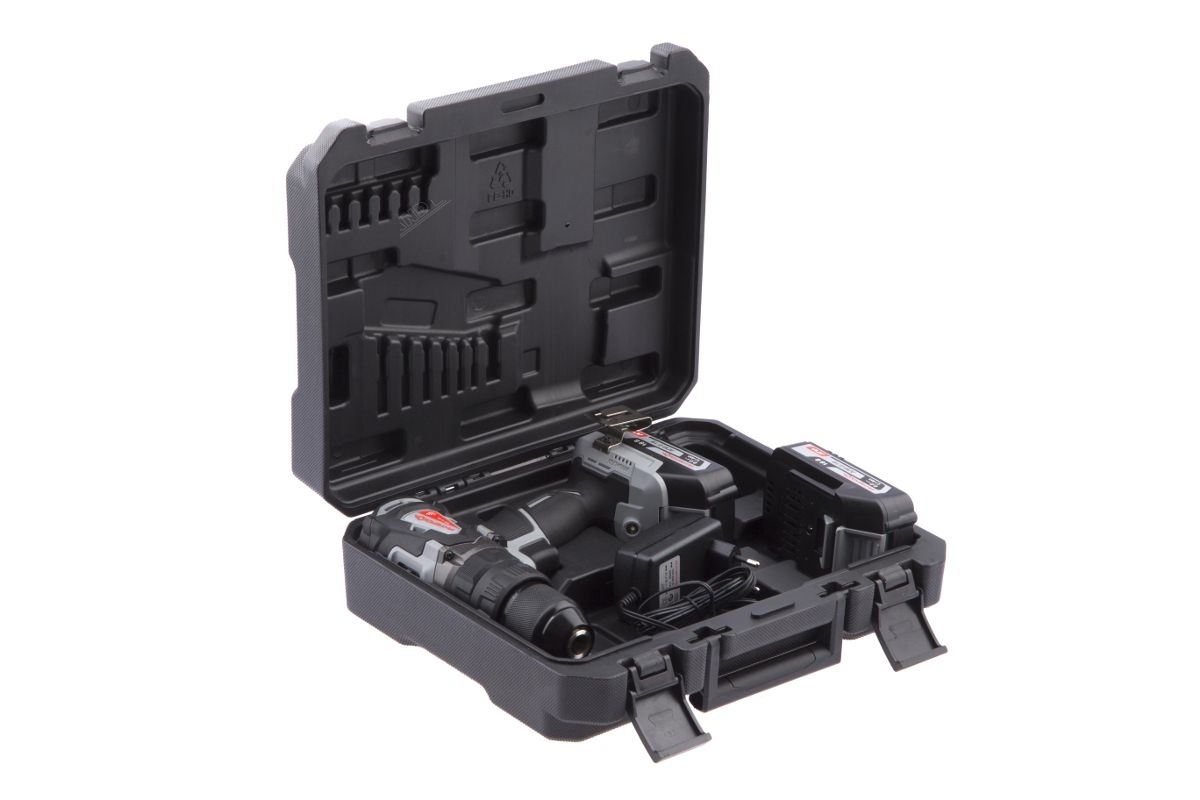 Дрель-шуруповерт ИНТЕРСКОЛ ДАУ-13/18В 60, 18 В, 2000 об/мин, 30000 уд/мин, с 2 АКБ 2 Ач и ЗУ, в кейсе (574.2.2.70)