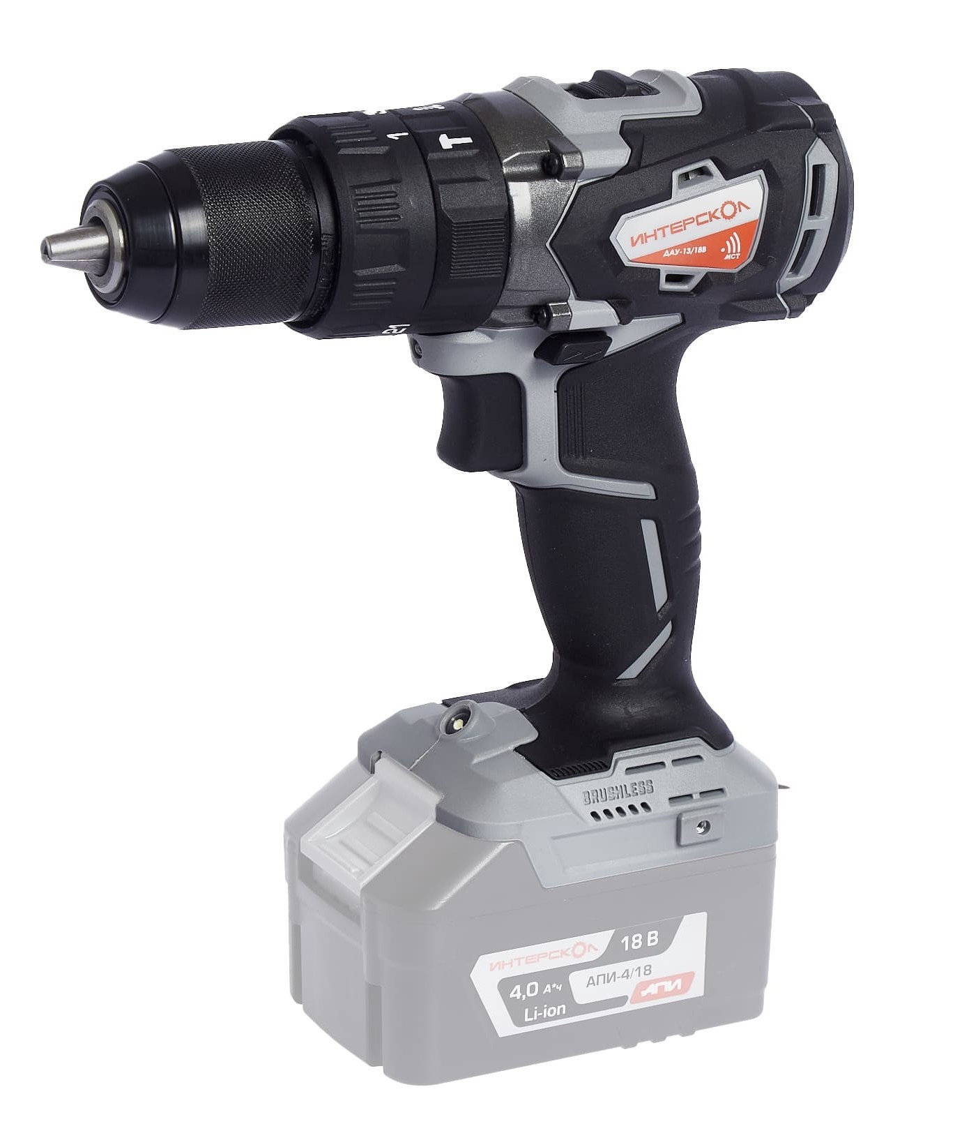 Дрель-шуруповерт ИНТЕРСКОЛ ДАУ-13/18В 60, 18 В, 2000 об/мин, 30000 уд/мин, без АКБ и ЗУ, в кейсе (574.0.0.70)
