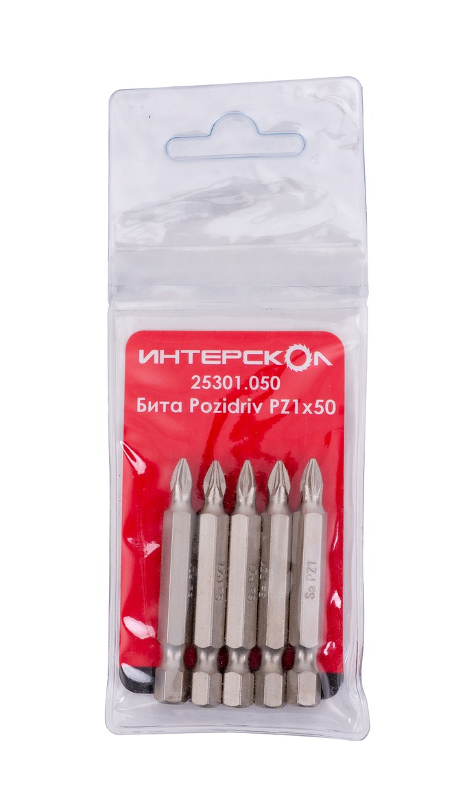 Бита ИНТЕРСКОЛ PZ1, 50 мм хвостовик 1/4", 5 шт. (25301.050)