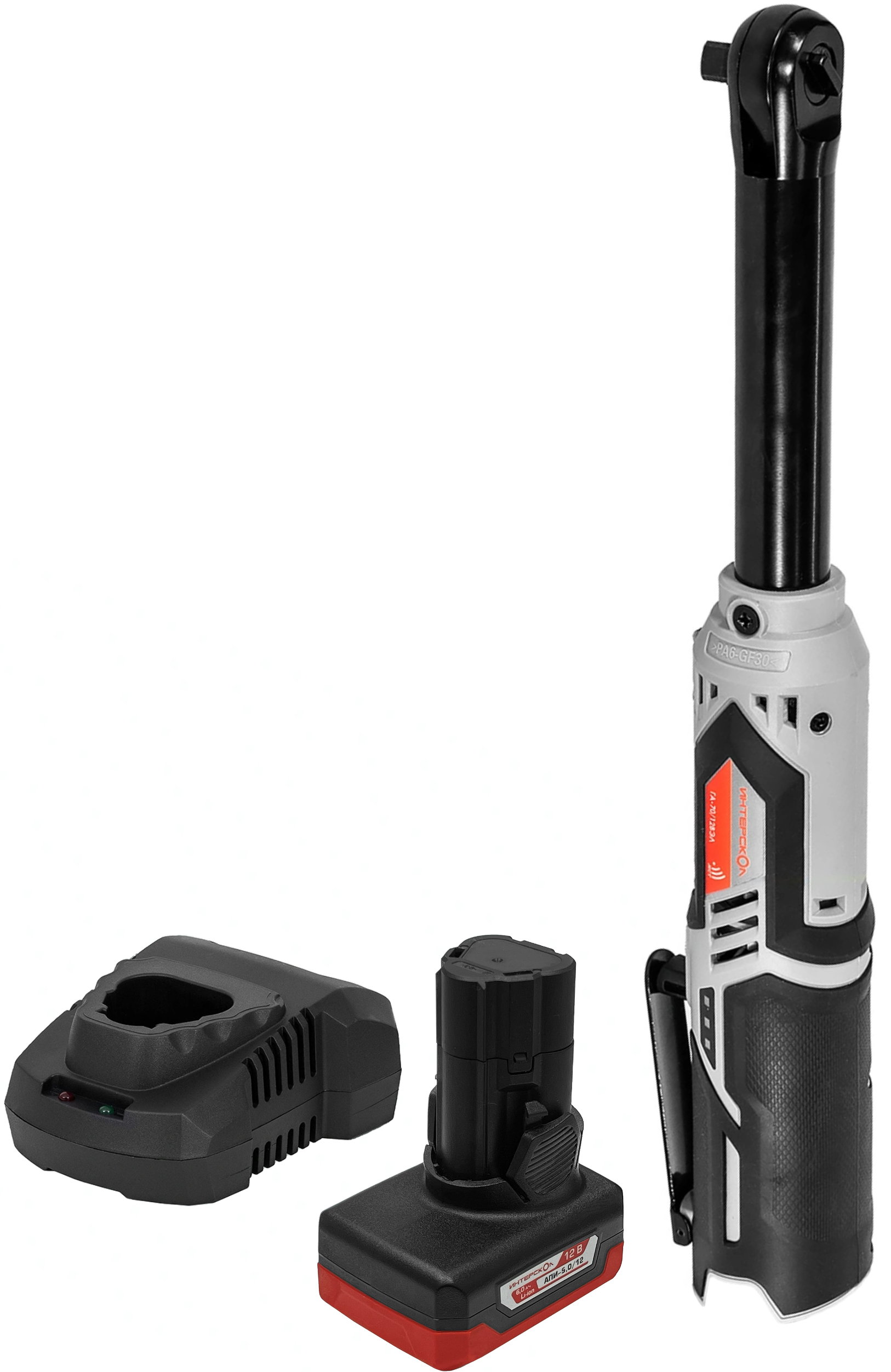 Аккумуляторный угловой гайковерт ИНТЕРСКОЛ ГА-70/12ВЭЛ, 12 В, 70 Нм, с АКБ 5 Ач и ЗУ (856.0.0.70-B5C)