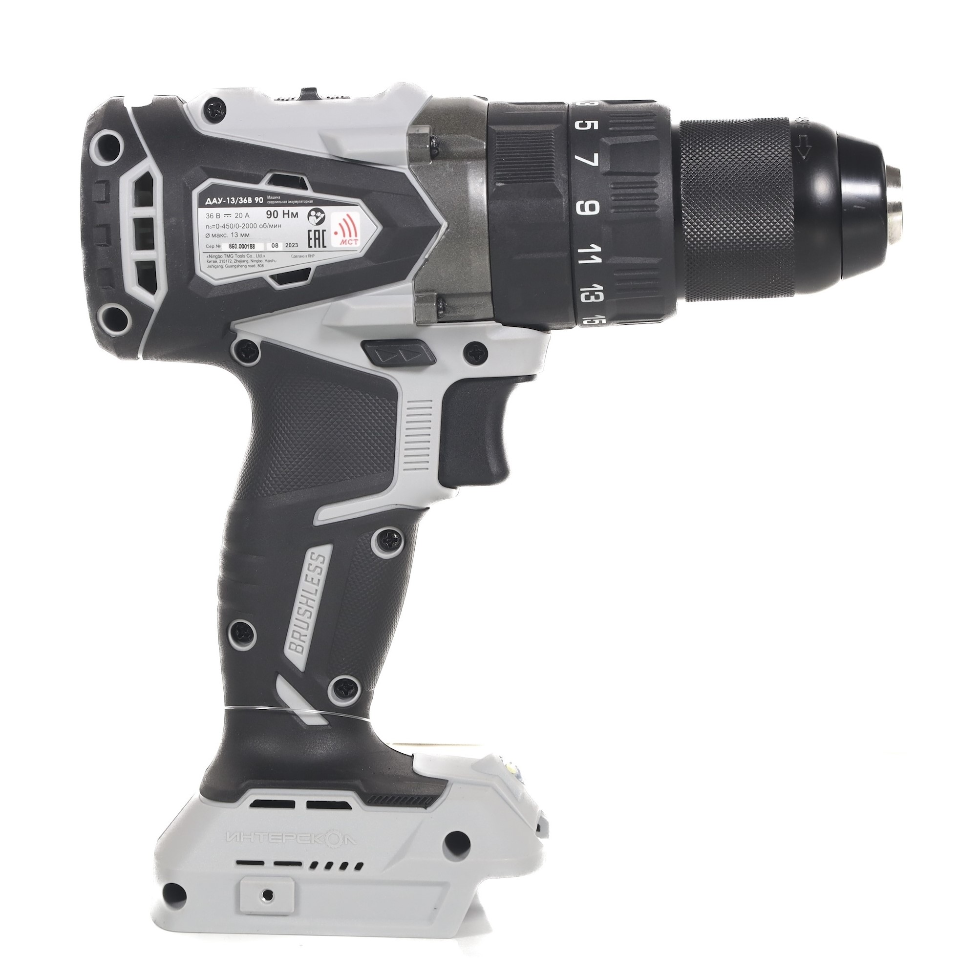 Аккумуляторная ударная дрель-шуруповерт ИНТЕРСКОЛ ДАУ-13/36В 90, 36 В, 2000 об/мин, 30000 уд/мин, с АКБ 2.5 Ач и ЗУ (860.0.0.70-B25C)