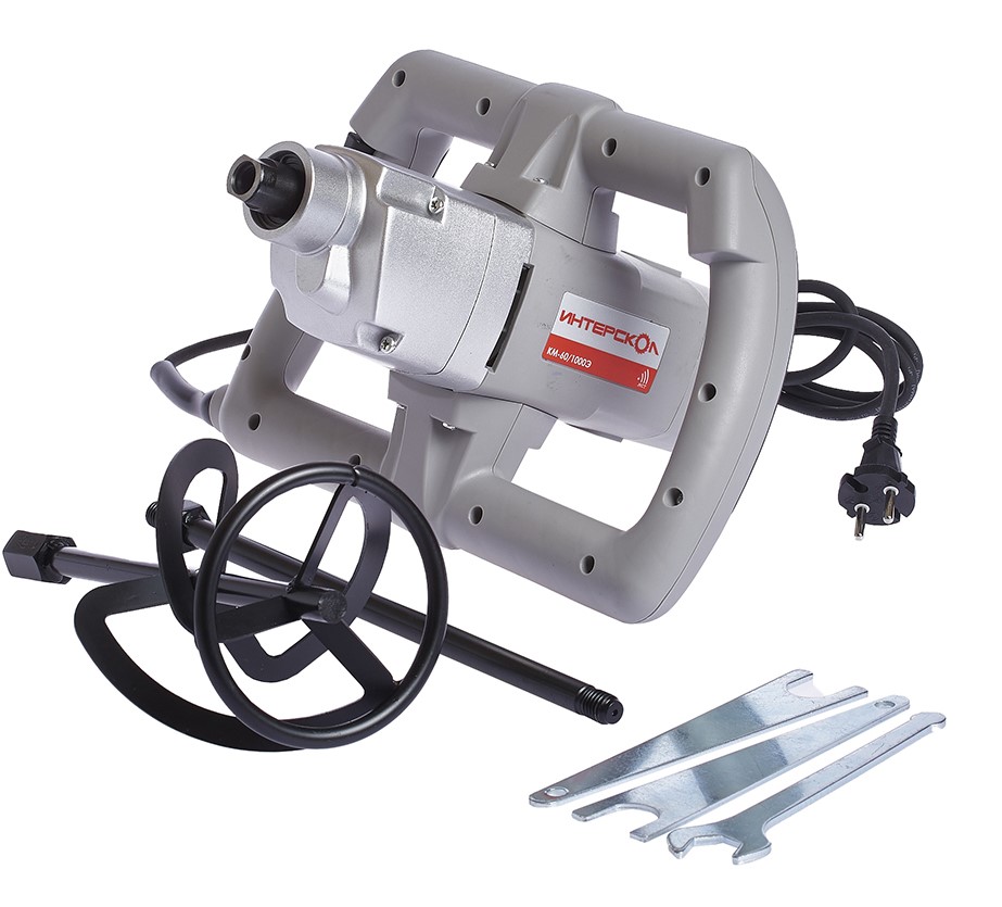 Миксер строительный ИНТЕРСКОЛ КМ-60/1000Э, 1050 Вт, 850 об/мин, 2 скорости (52.1.2.00)