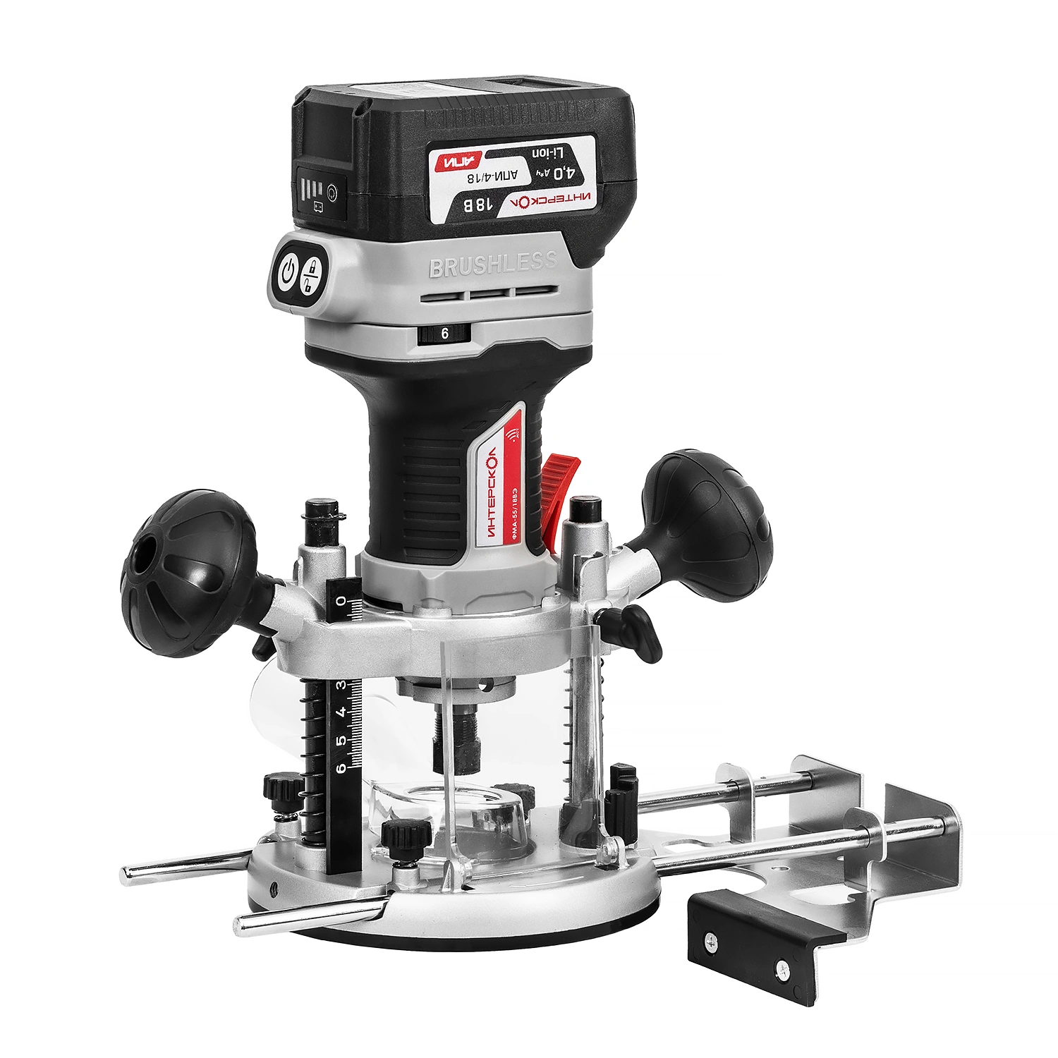 Аккумуляторный фрезер ИНТЕРСКОЛ ФМА-55/18ВЭ, 18 В, 26000 об/мин, 55 мм, без АКБ и ЗУ (695.1.0.70)