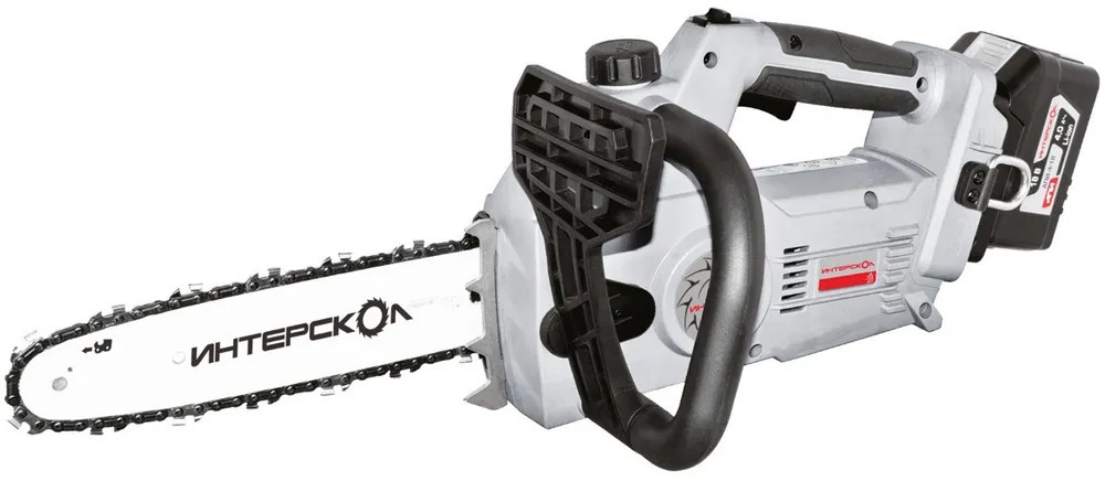 Аккумуляторная цепная пила ИНТЕРСКОЛ ПЦА-10/18В, 18 В, 25.4 см, 10 м/с, с АКБ 4 Ач и ЗУ (696.4.1.70)