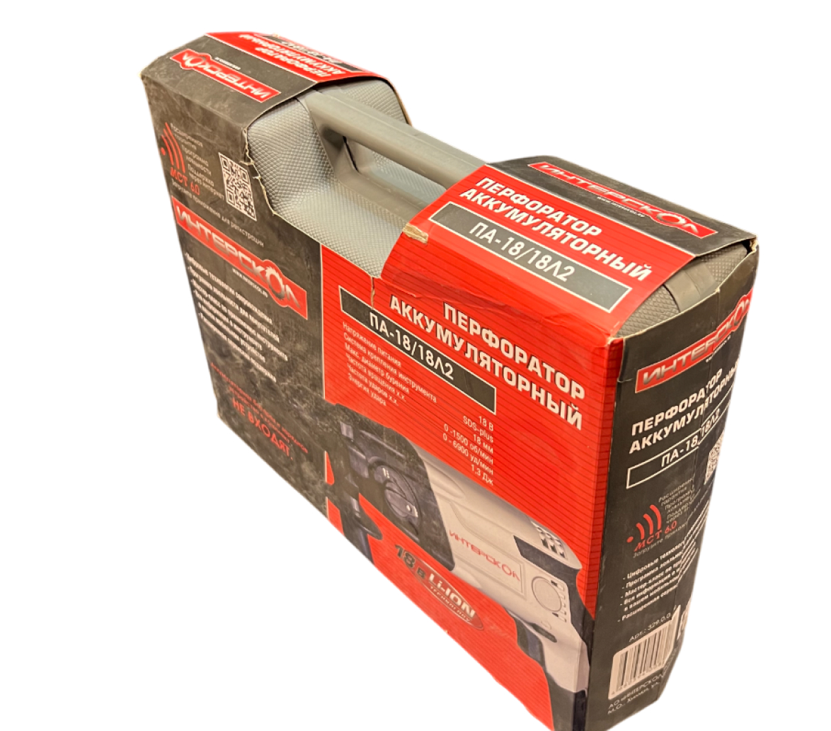 Аккумуляторный перфоратор ИНТЕРСКОЛ ПА-18/18Л2, 18 В, 1.3 Дж, 6900 уд/мин, без АКБ и ЗУ, в кейсе (УЦЕНЕННЫЙ ТОВАР) (329.0.0.74/U1)