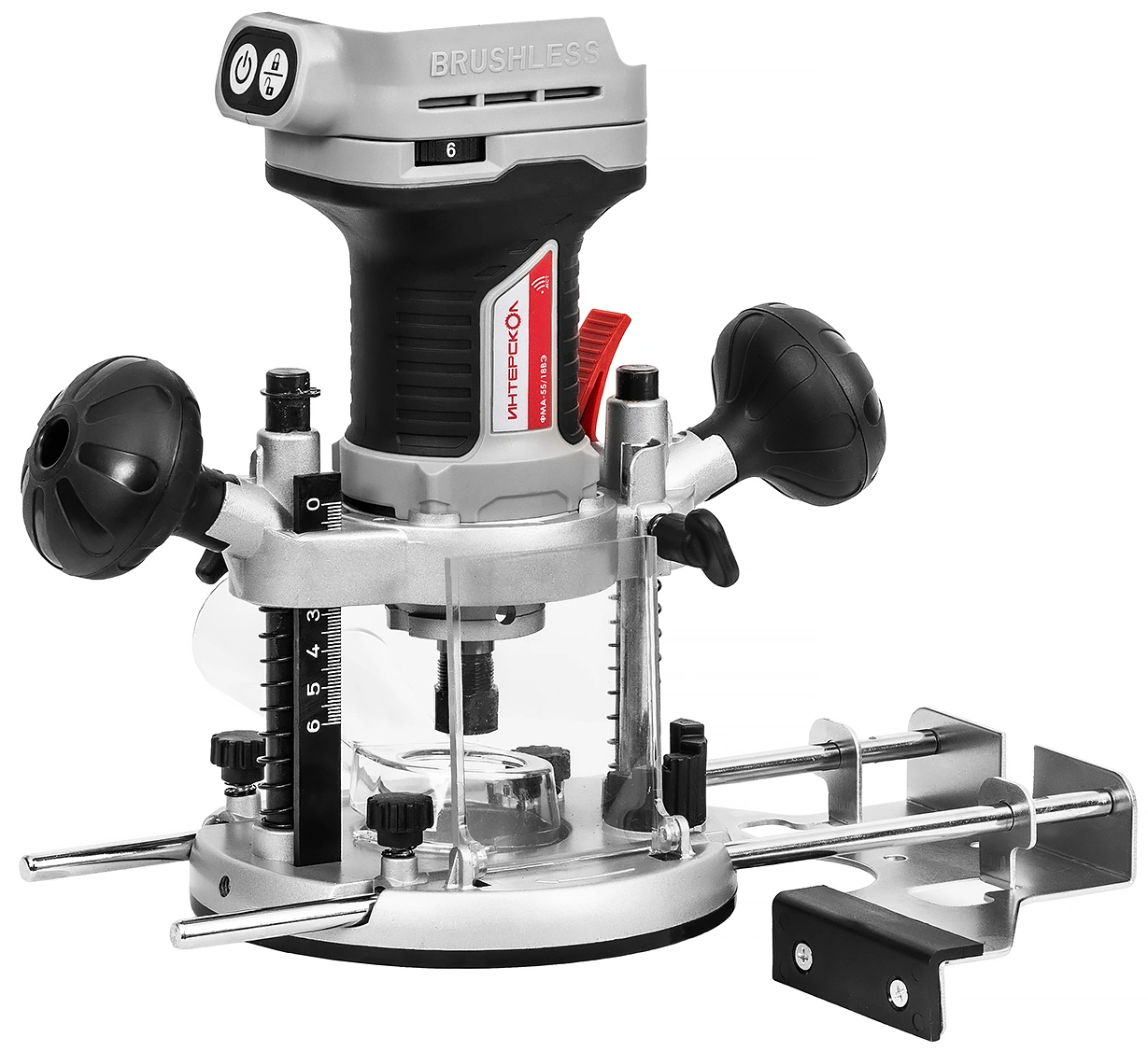 Аккумуляторный фрезер ИНТЕРСКОЛ ФМА-55/18ВЭ, 18 В, 26000 об/мин, 55 мм, с АКБ 2 Ач и ЗУ (695.1.0.70-B2C)