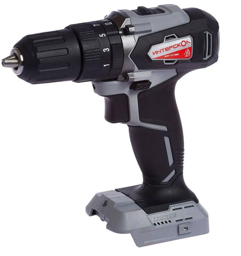Дрель-шуруповерт ИНТЕРСКОЛ ДАУ-13/18ВК 45, 18 В, 1700 об/мин, 25500 уд/мин, без АКБ и ЗУ, в кейсе (573.0.0.70)