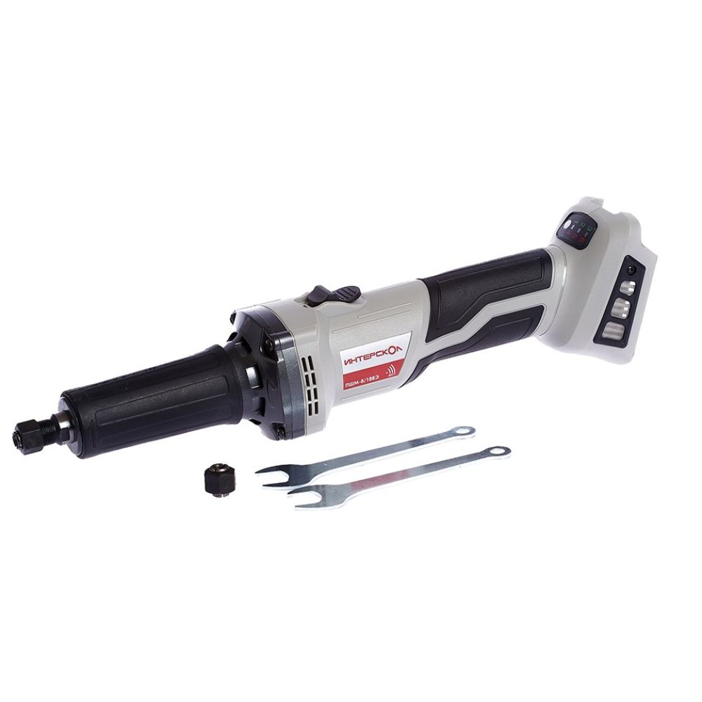 Аккумуляторная прямошлифовальная машина ИНТЕРСКОЛ ПШМ-8/18ВЭ, 18 В26000 об/мин, с АКБ 2 Ач и ЗУ (641.1.0.70-B2C)