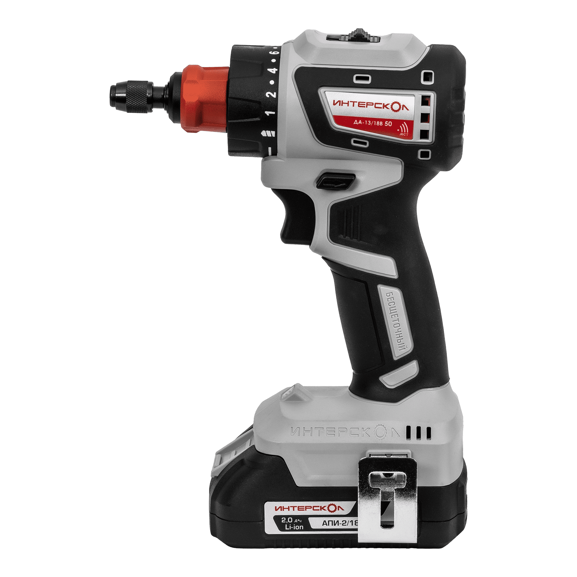 Аккумуляторная дрель-шуруповерт ИНТЕРСКОЛ Комби ДА-13/18В 50, 18 В, 1600 об/мин, с 2 АКБ 2 Ач и ЗУ, в кейсе (776.2.2.79)