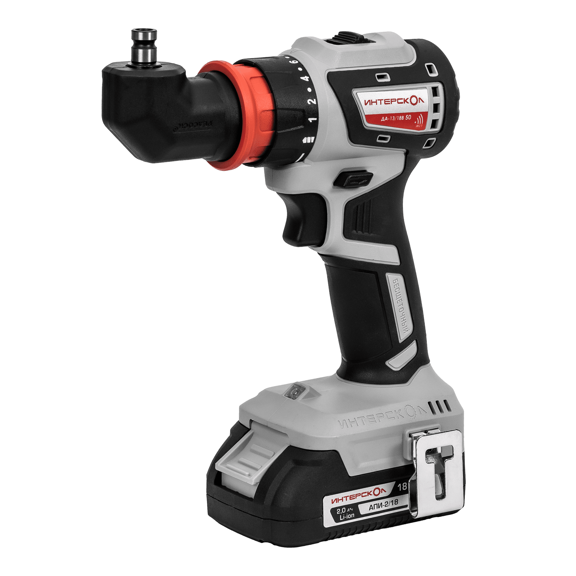 Аккумуляторная дрель-шуруповерт ИНТЕРСКОЛ Комби ДА-13/18В 50, 18 В, 1600 об/мин, с 2 АКБ 2 Ач и ЗУ, в кейсе (776.2.2.79)