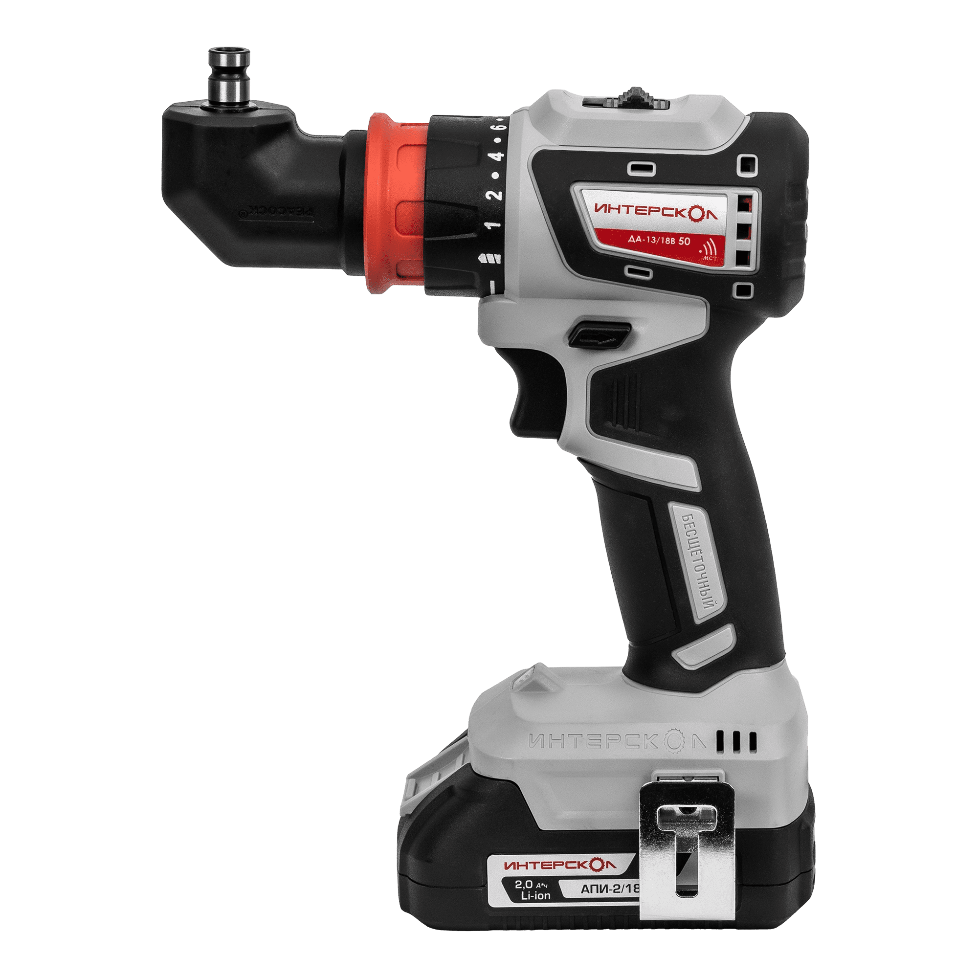 Аккумуляторная дрель-шуруповерт ИНТЕРСКОЛ Комби ДА-13/18В 50, 18 В, 1600 об/мин, с 2 АКБ 2 Ач и ЗУ, в кейсе (776.2.2.79)