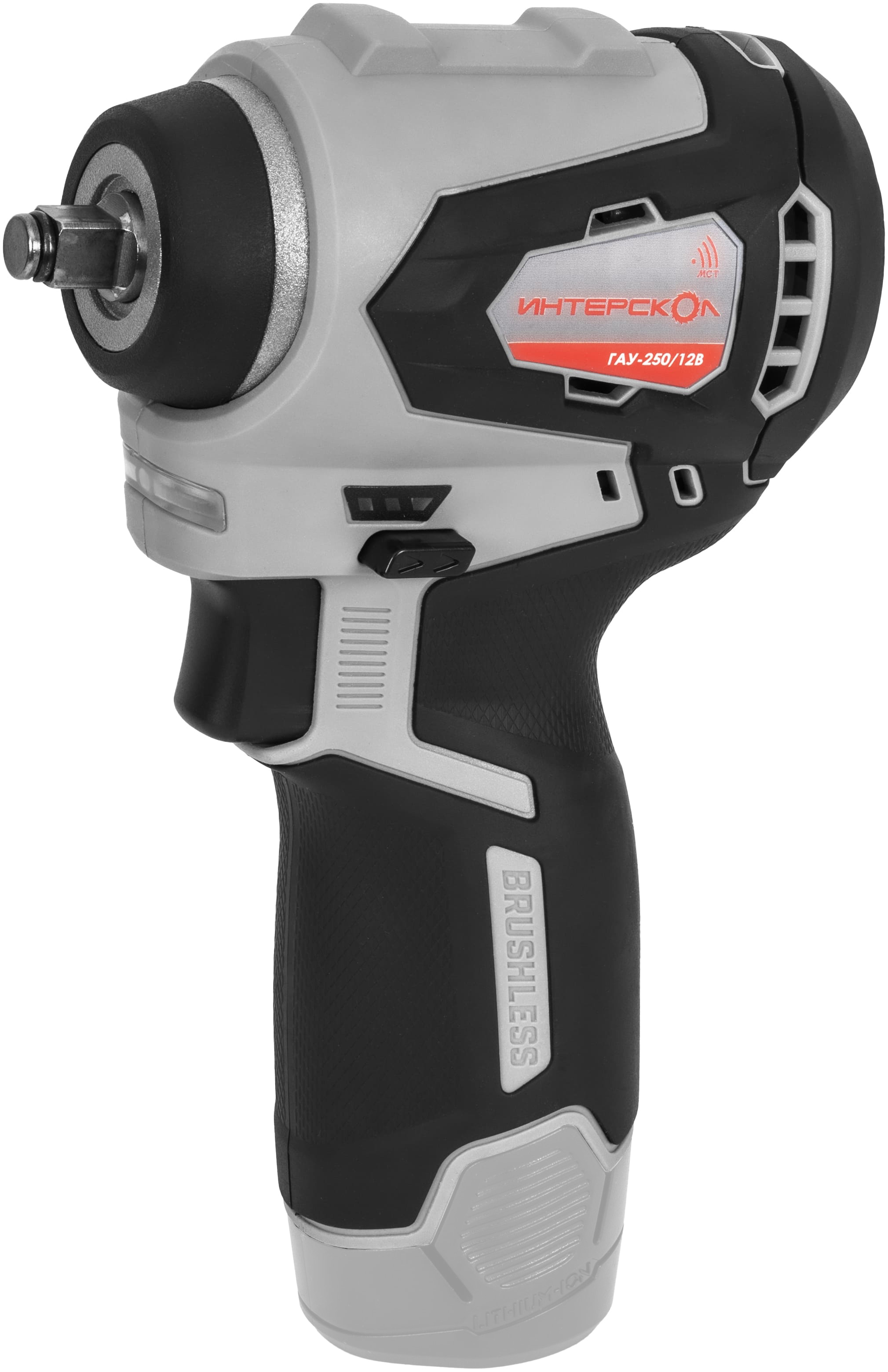 Аккумуляторный ударный гайковерт ИНТЕРСКОЛ ГАУ-250/12ВЭ, 12 В, 250 Нм, 3200 уд/мин, без АКБ и ЗУ (804.1.0.70)