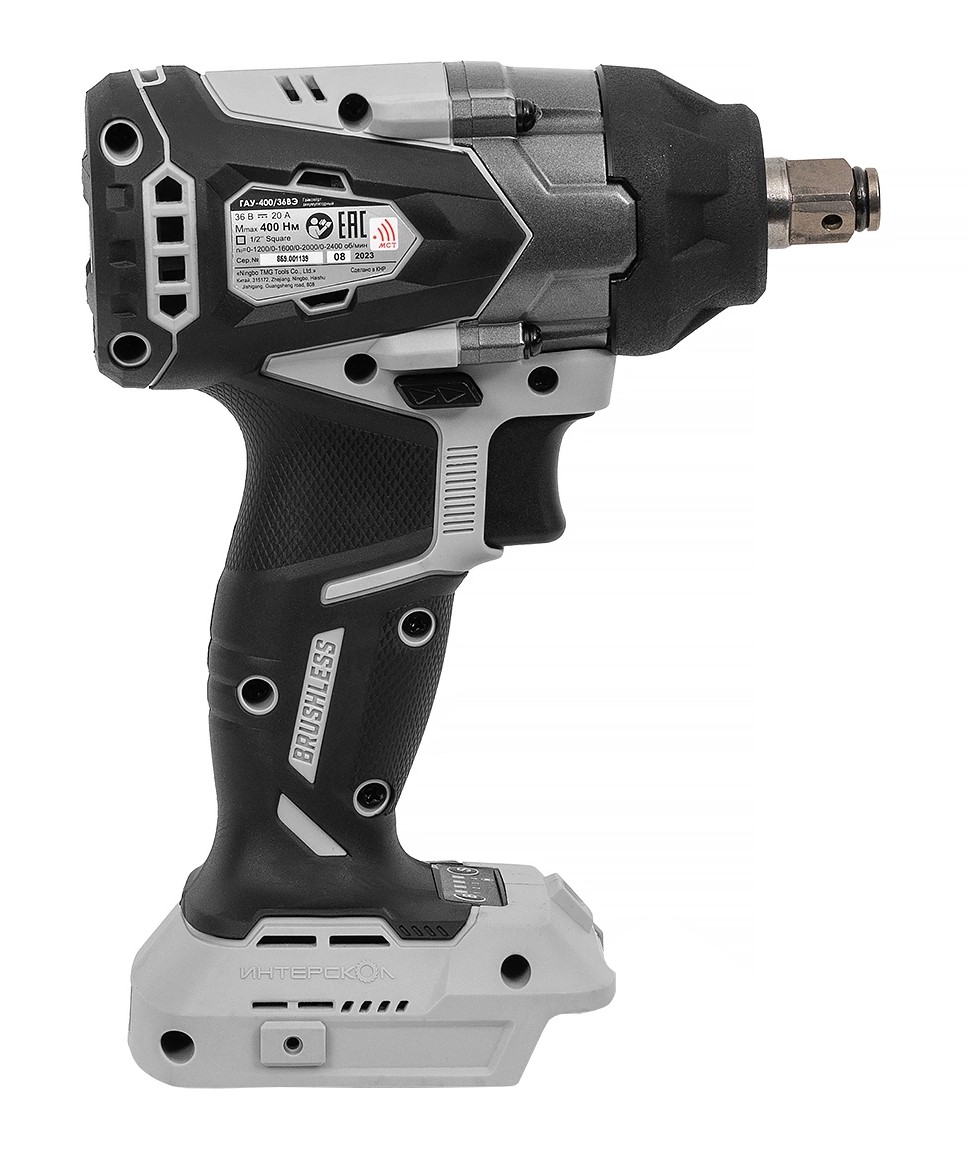Аккумуляторный ударный гайковерт ИНТЕРСКОЛ ГАУ-400/36ВЭ, 36 В, 400 Нм, 3200 уд/мин, без АКБ и ЗУ (859.0.0.70)