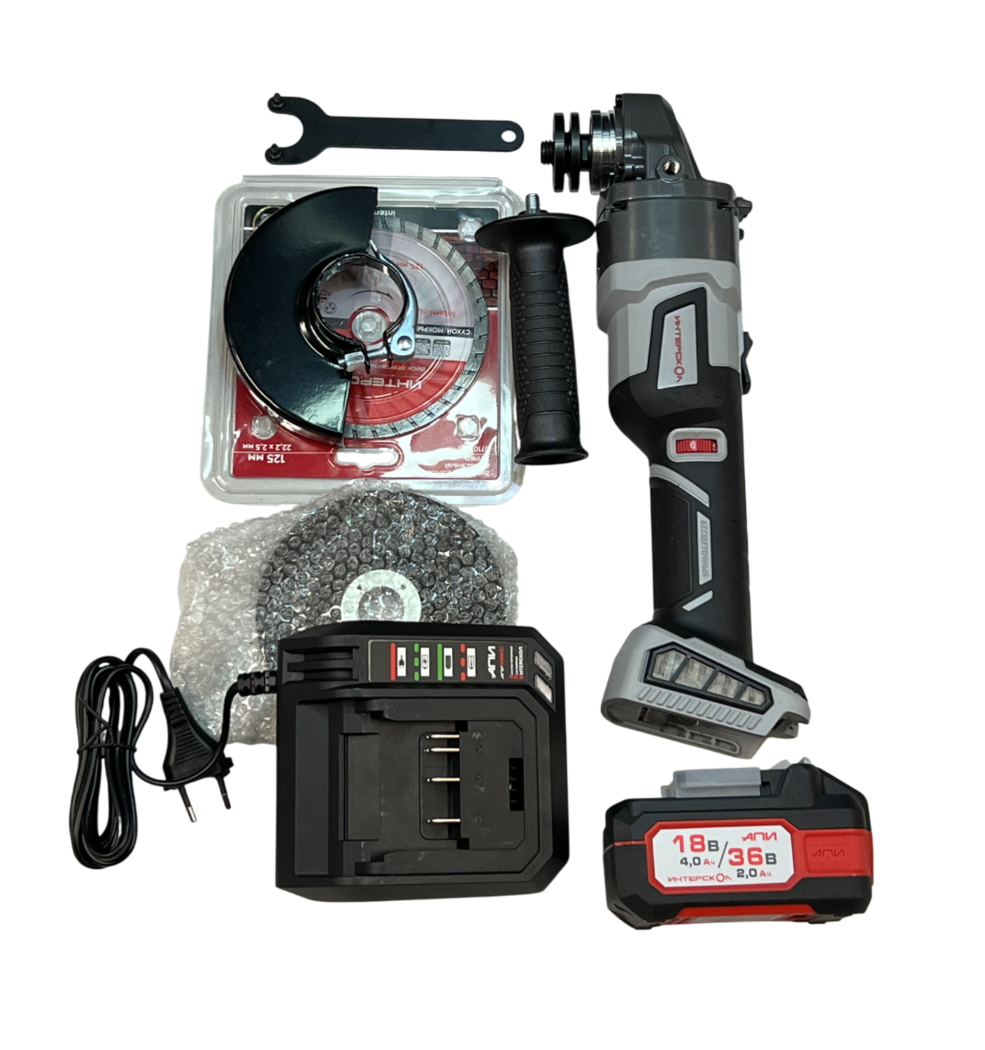 Угловая шлифмашина ИНТЕРСКОЛ УШМ-125/36ММ, 36 В, 125 мм, 8500 об/мин, (УЦЕНЕННЫЙ ТОВАР) (900.4.1.42/U)