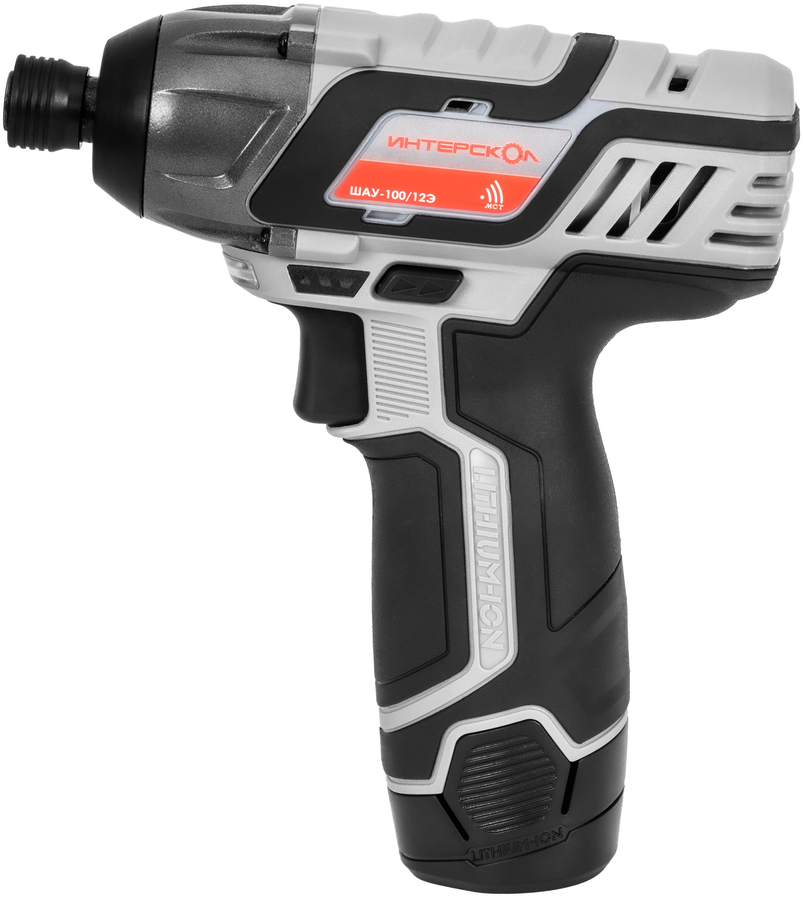 Аккумуляторный ударный шуруповерт ИНТЕРСКОЛ ШАУ-100/12Э, 12 В, 100 Нм, 3000 уд/мин, с 2 АКБ 2 Ач и ЗУ, в кейсе (808.2.2.70)